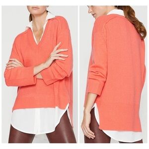 Brochu Walker The Looker Layered V-Neck Wool Cashmere Geranium Sweater size XS